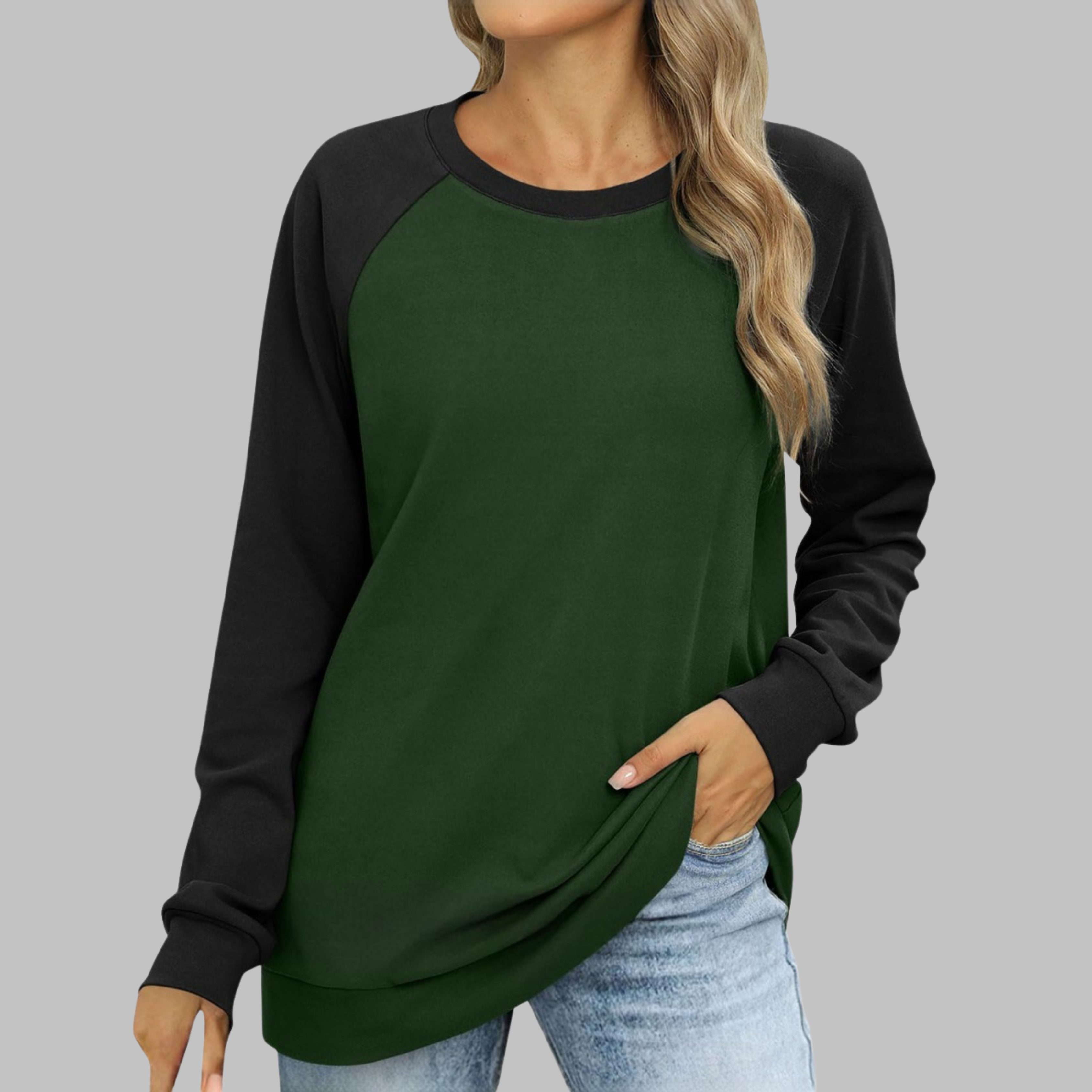 LHANTEL™ - Sweat-shirt décontracté à col rond et manches longues
