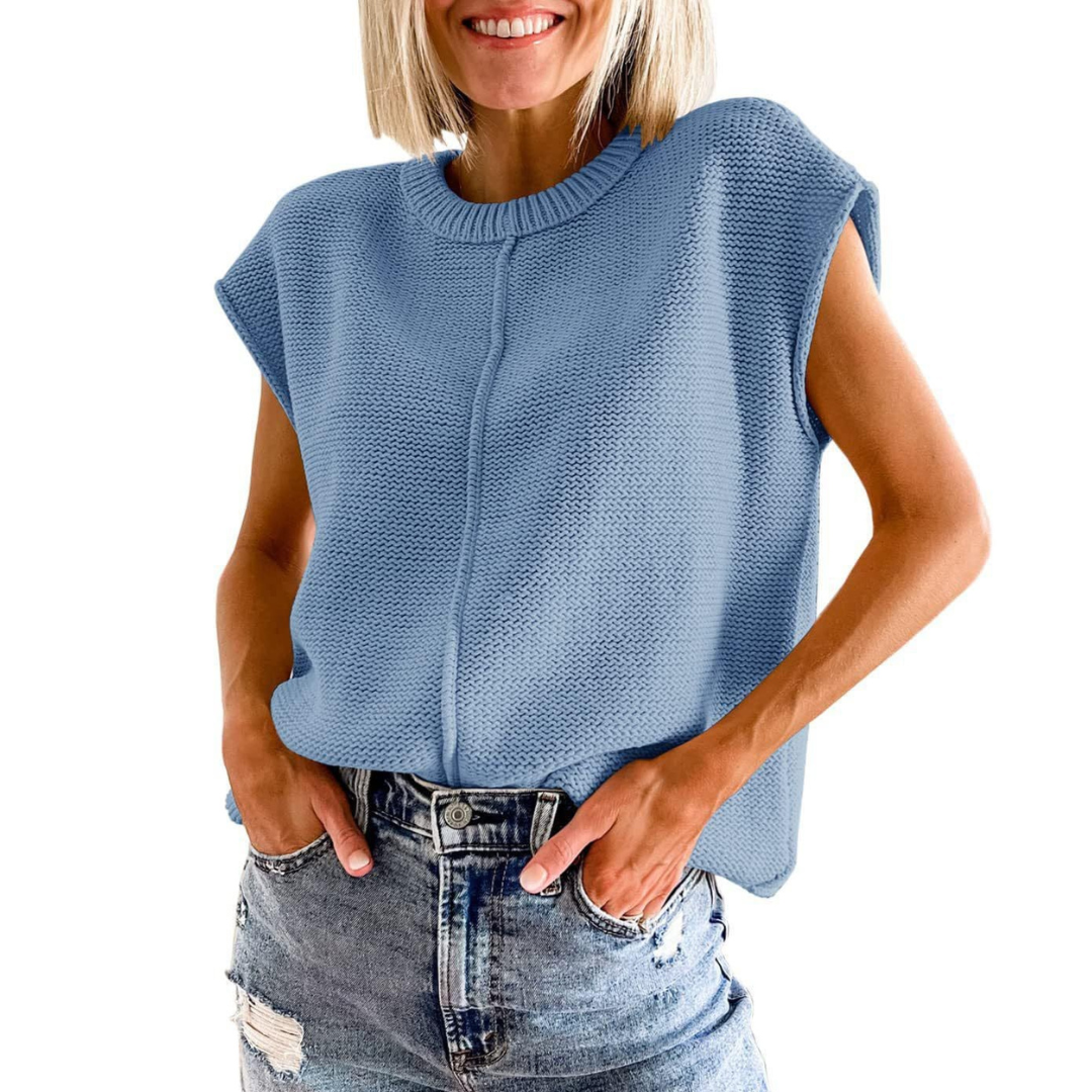 MAISIE™ - Haut sans manches décontracté minimaliste à col rond
