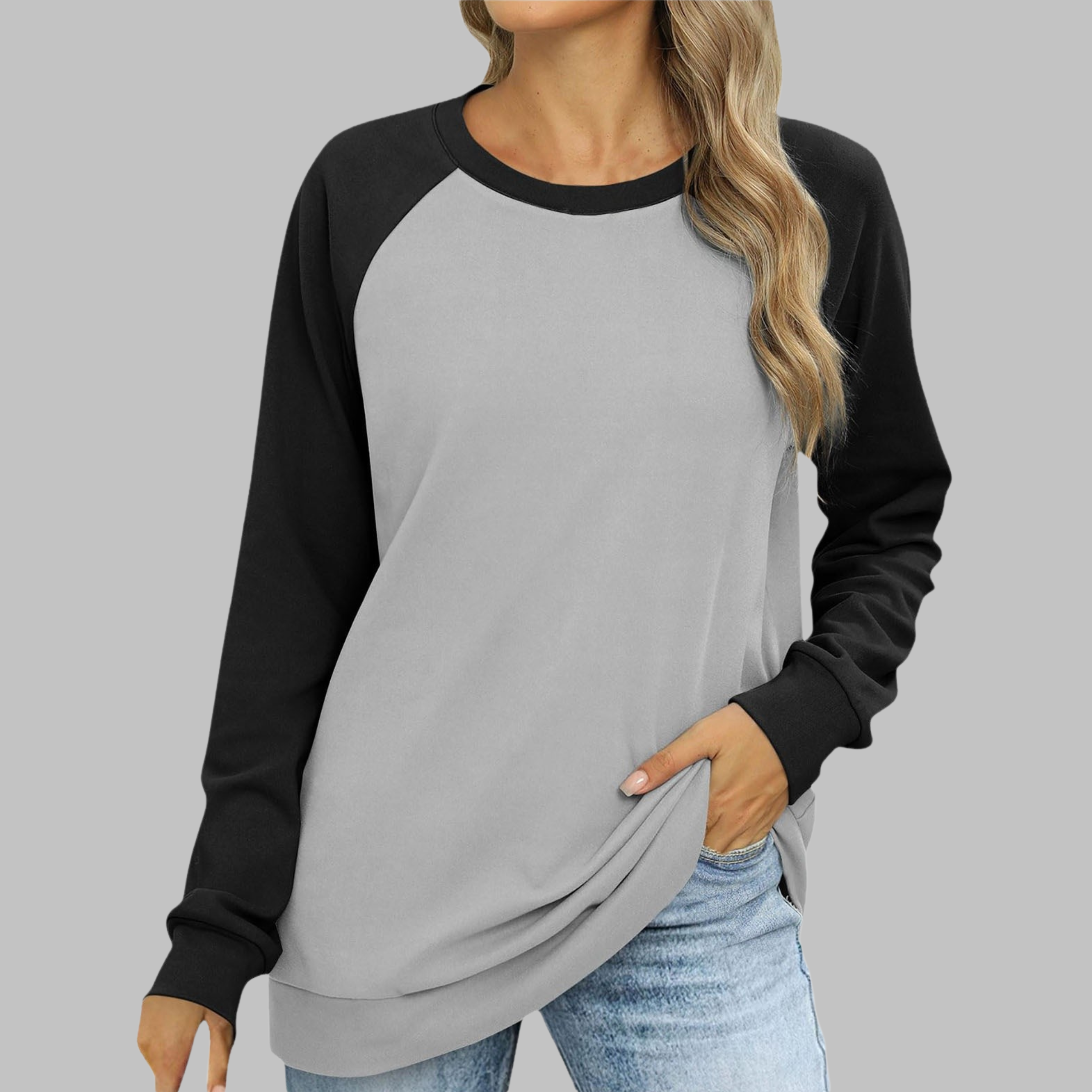 LHANTEL™ - Sweat-shirt décontracté à col rond et manches longues