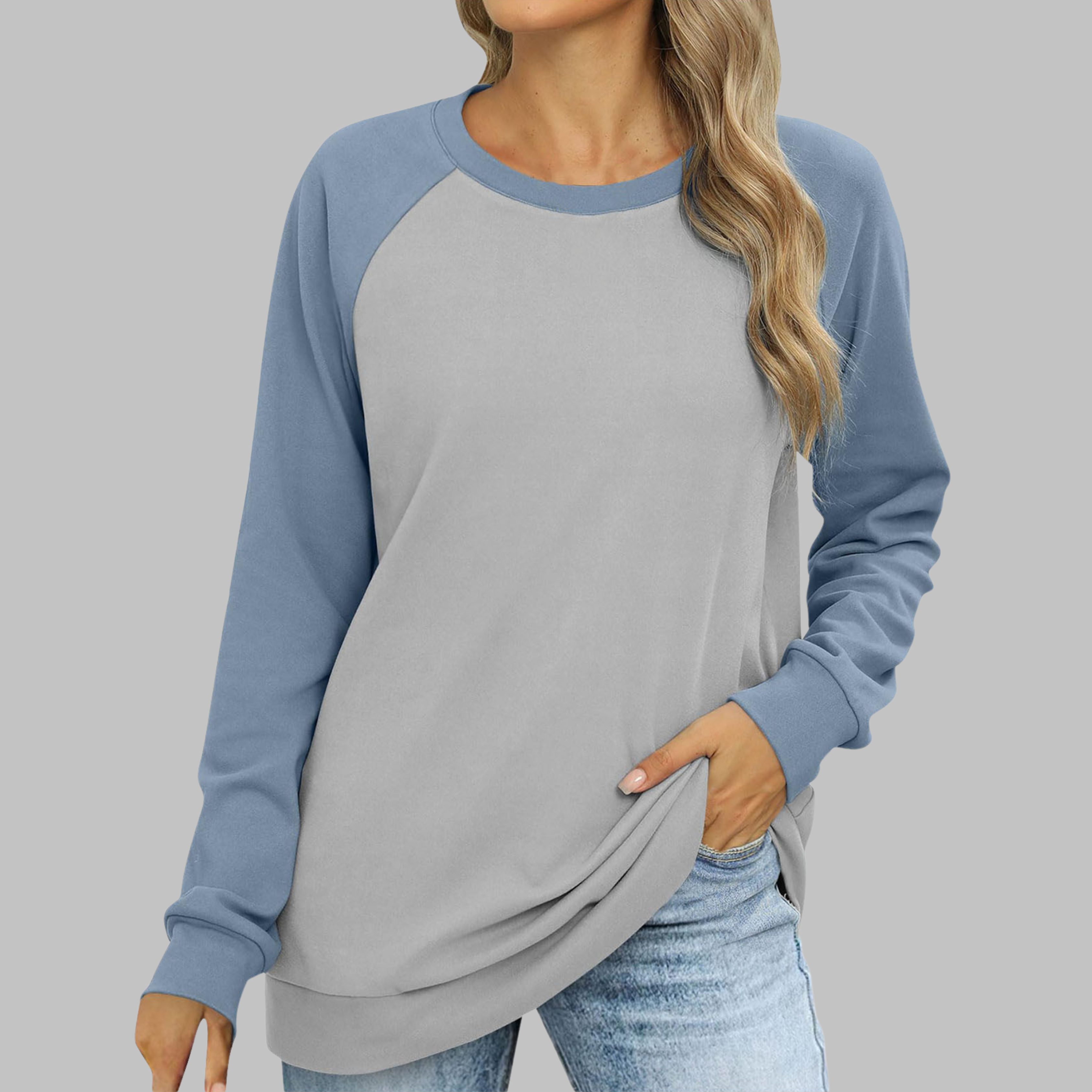 LHANTEL™ - Sweat-shirt décontracté à col rond et manches longues
