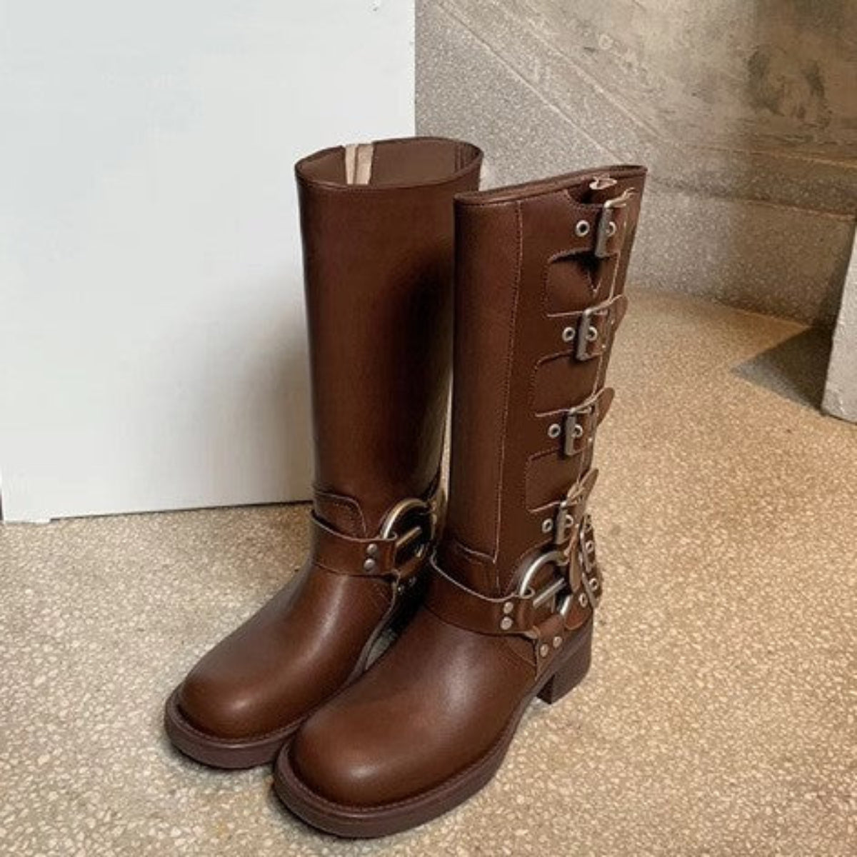 POTENCIANA™ – Bottes de moto à chevilles classiques avec boucle
