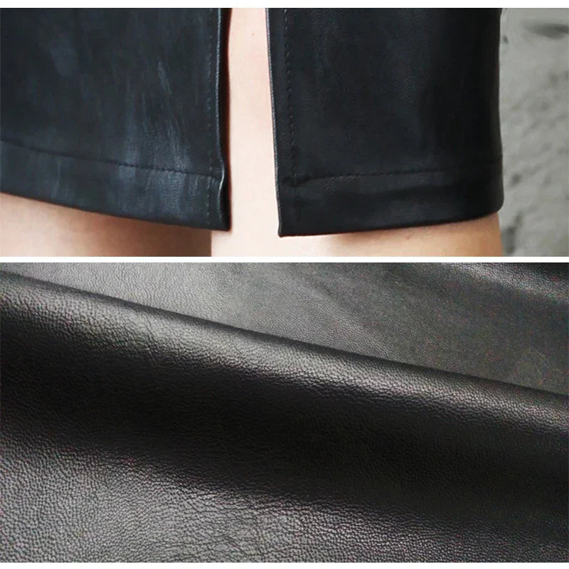 MONIQUE™ – Jupe Crayon Noire en Cuir Élégant