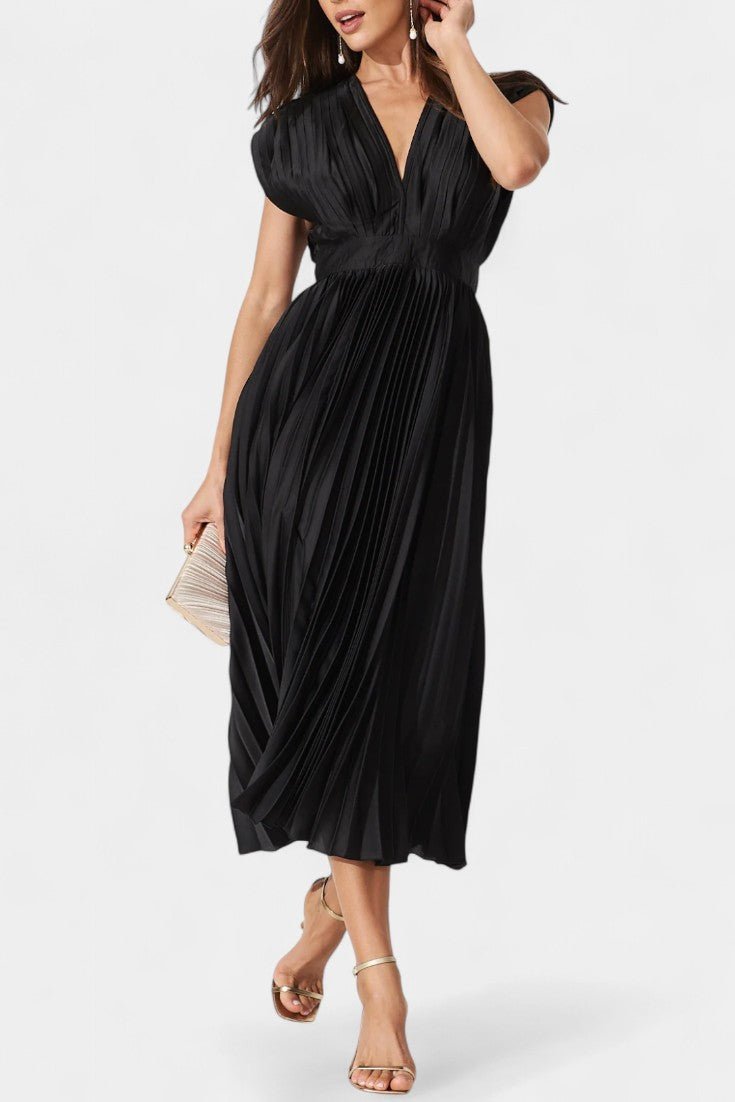Audrey | Robe Midi Plissée à Col V