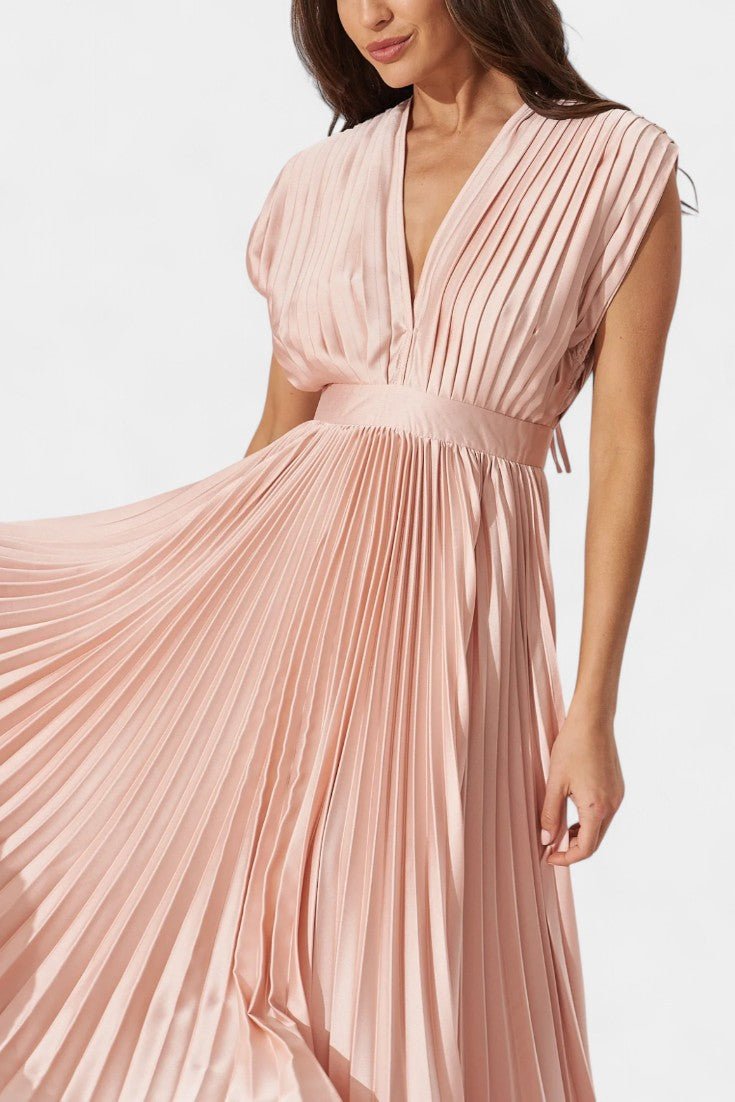 Audrey | Robe Midi Plissée à Col V