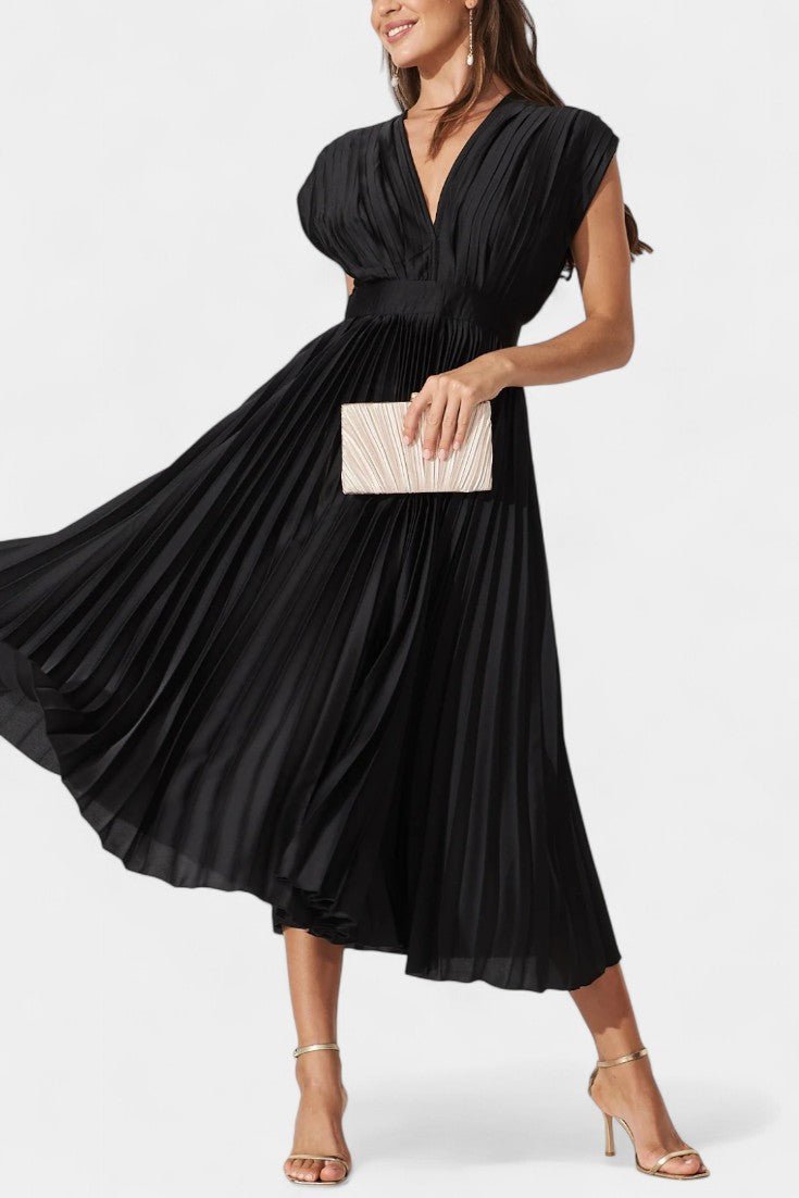 Audrey | Robe Midi Plissée à Col V