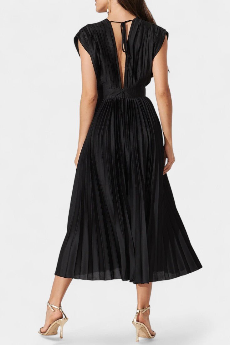 Audrey | Robe Midi Plissée à Col V