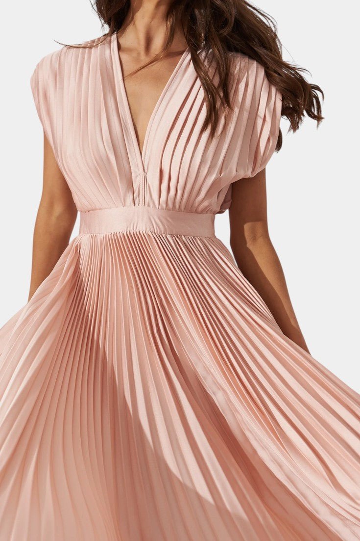 Audrey | Robe Midi Plissée à Col V
