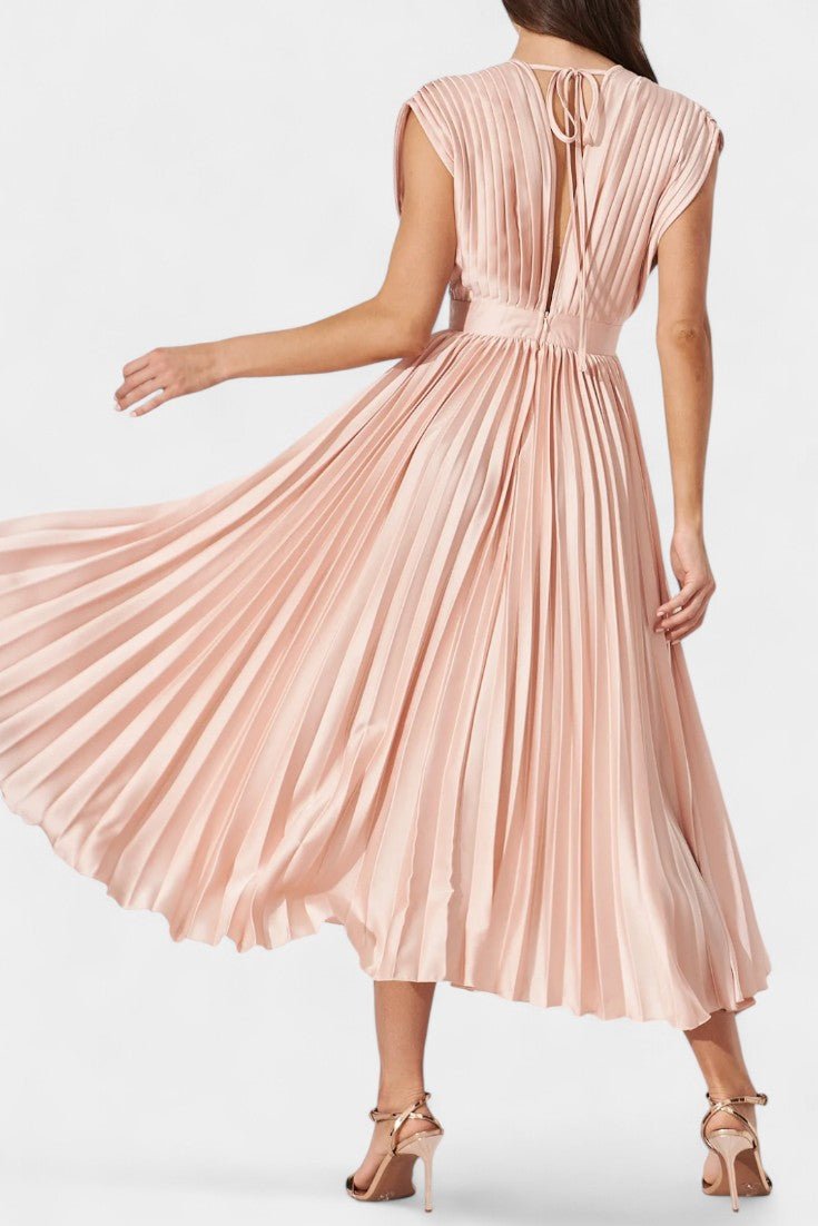 Audrey | Robe Midi Plissée à Col V