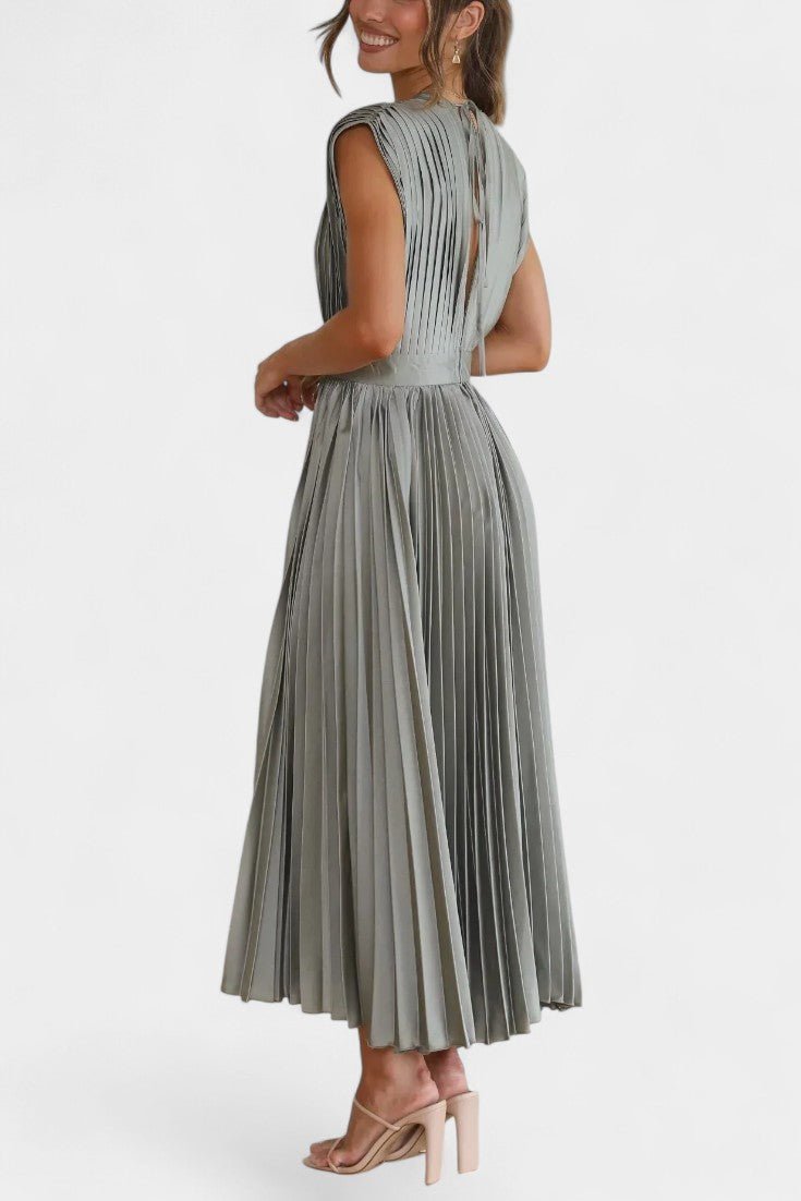 Audrey | Robe Midi Plissée à Col V