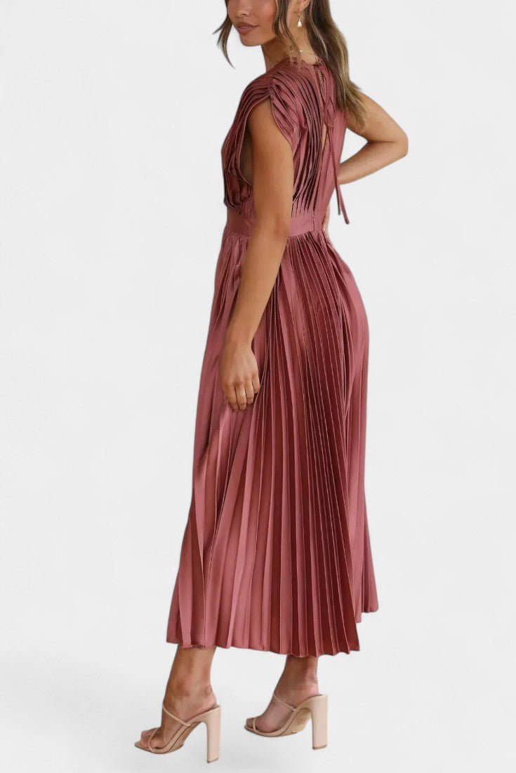 Audrey | Robe Midi Plissée à Col V