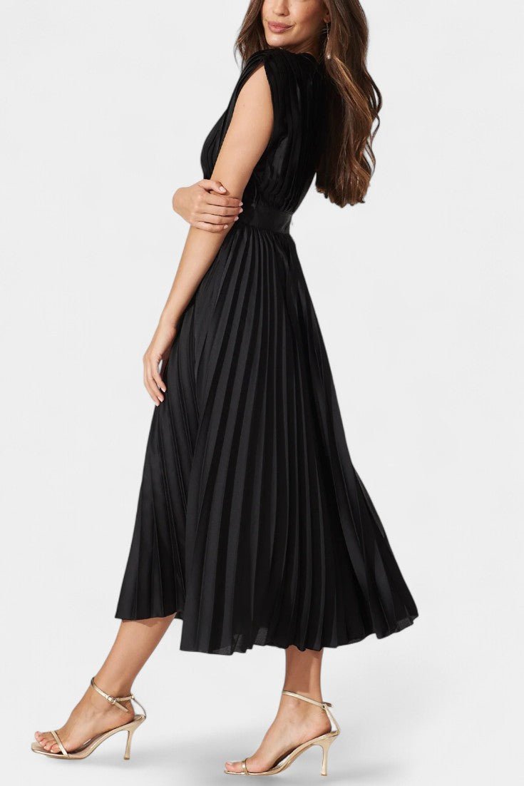 Audrey | Robe Midi Plissée à Col V