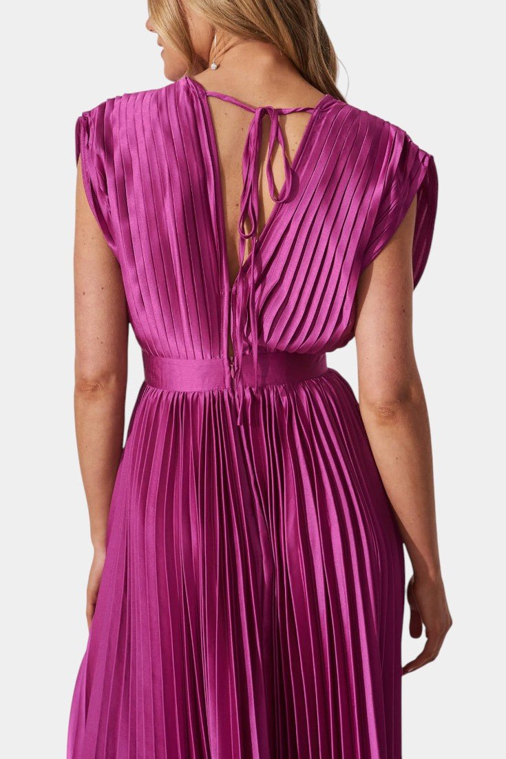 Audrey | Robe Midi Plissée à Col V