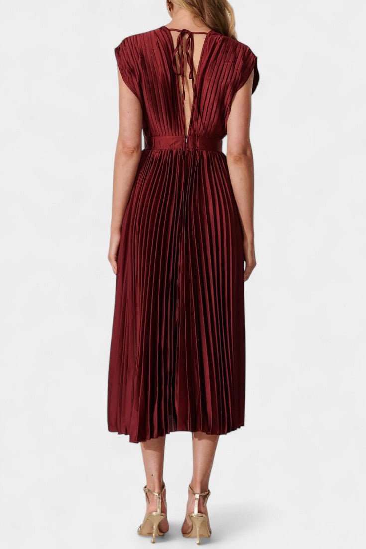 Audrey | Robe Midi Plissée à Col V