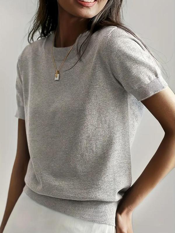 CIELA™ – Haut Pull Ras du Cou à Manches Courtes Léger