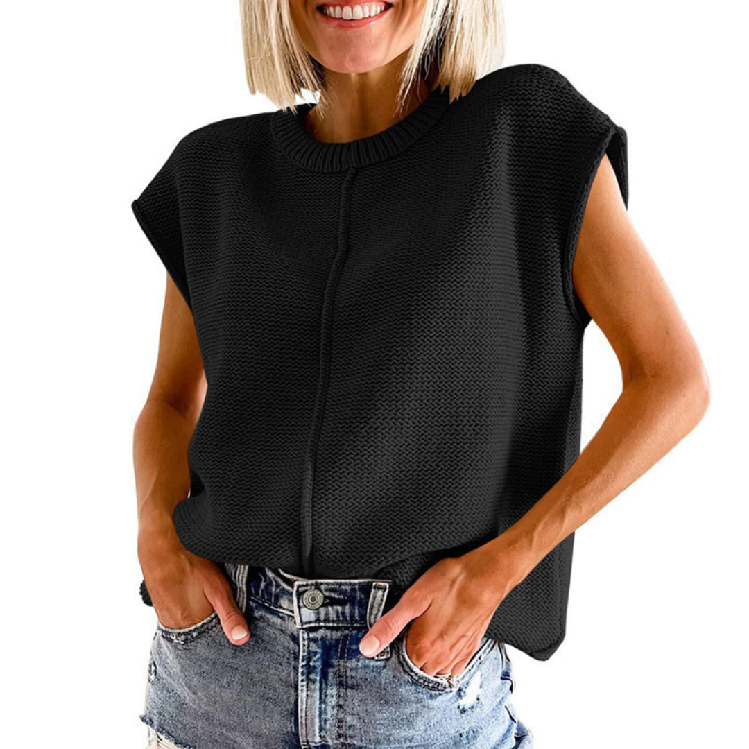 MAISIE™ - Haut sans manches décontracté minimaliste à col rond