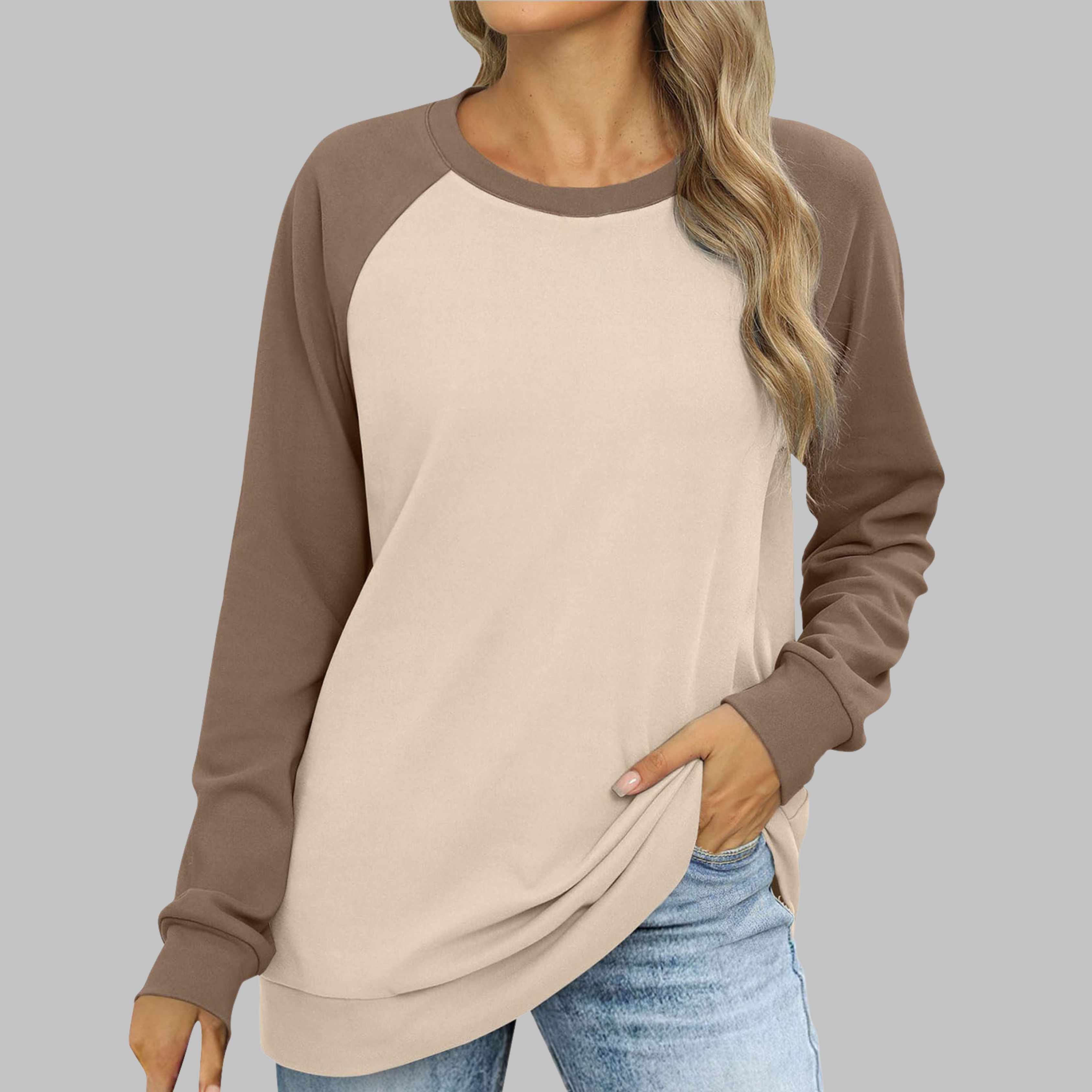 LHANTEL™ - Sweat-shirt décontracté à col rond et manches longues