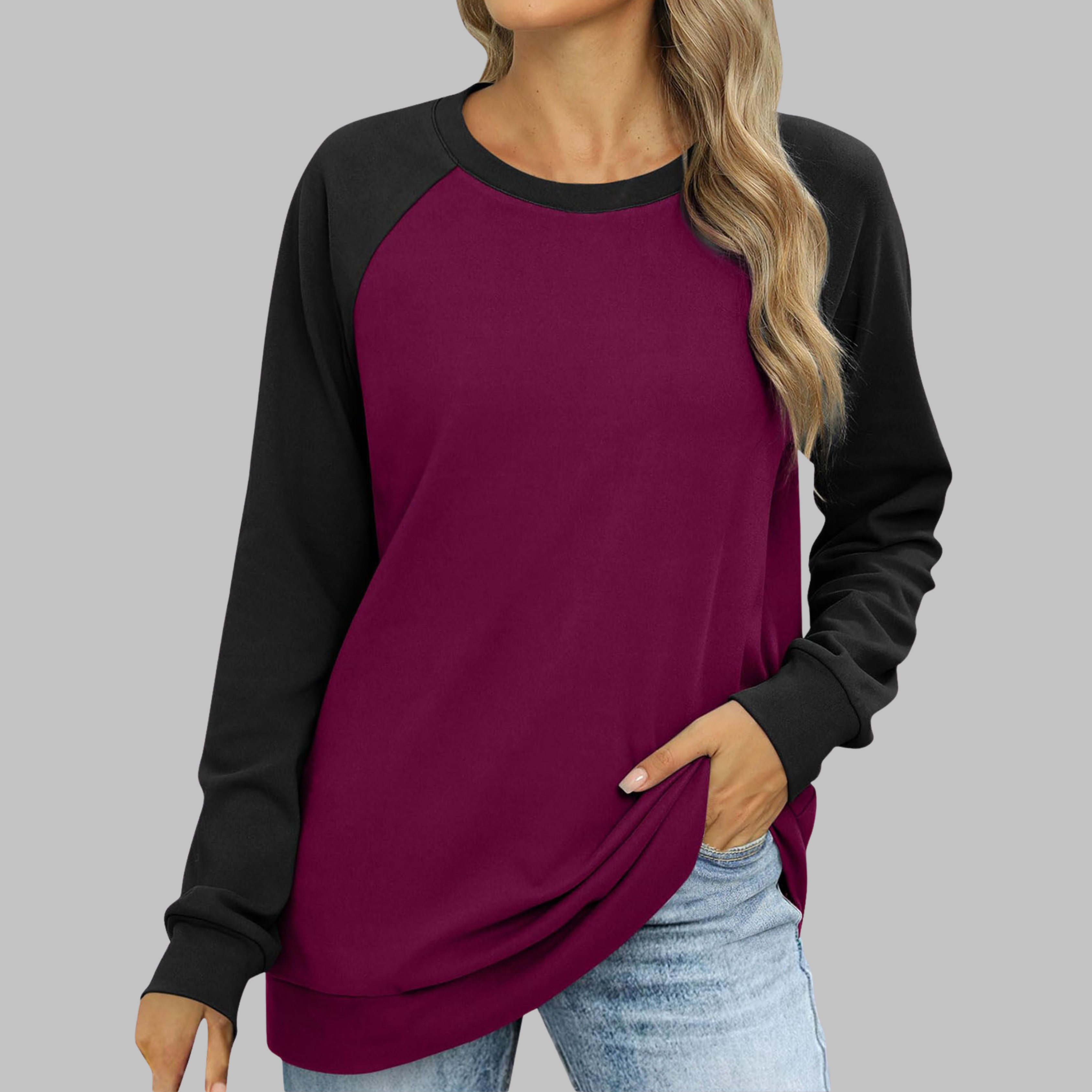 LHANTEL™ - Sweat-shirt décontracté à col rond et manches longues