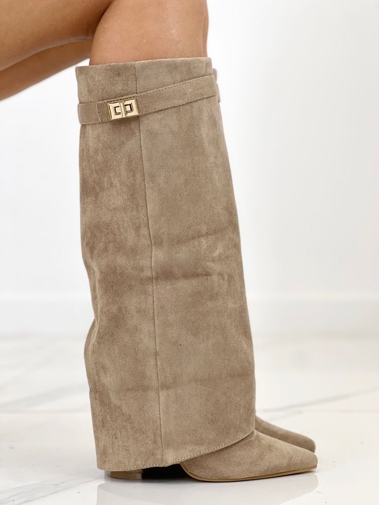 ARABELLA™ - Bottes en Suède Kaki