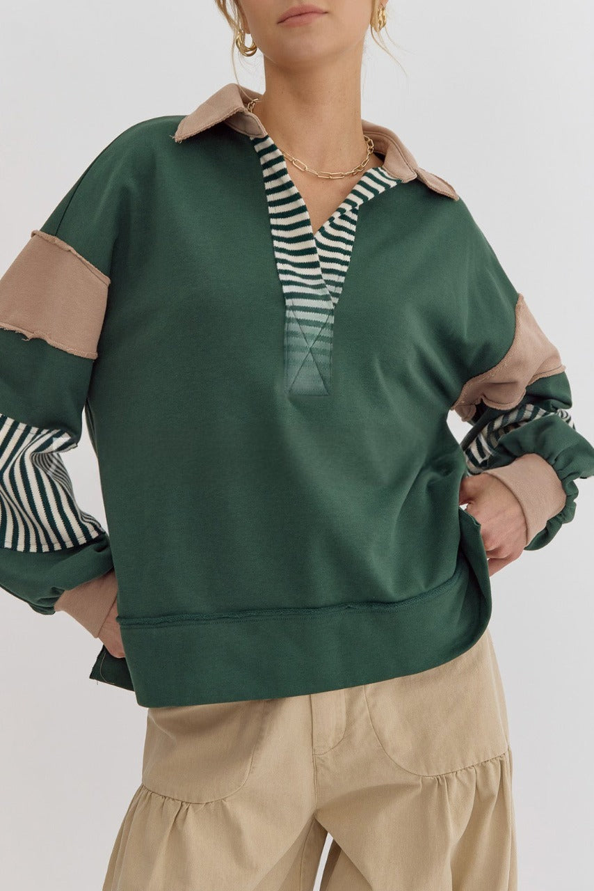 WAMAL™ - Sweat-shirt long à manches longues et décolleté en V surdimensionné