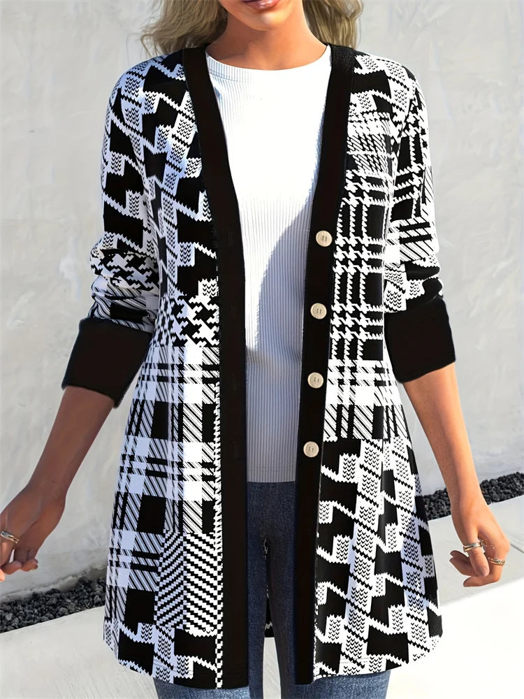 LEONA™ | Cardigan Géométrique Élégant
