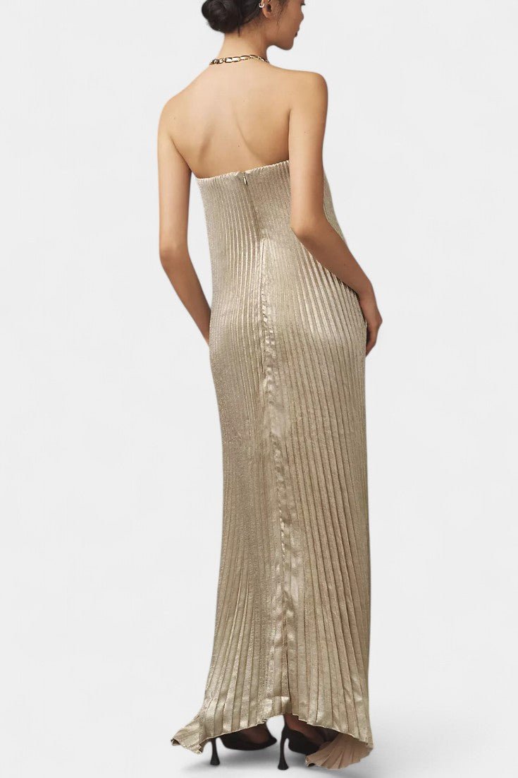 Andreia | Robe Maxi A-Ligne Plissée Sans Manches